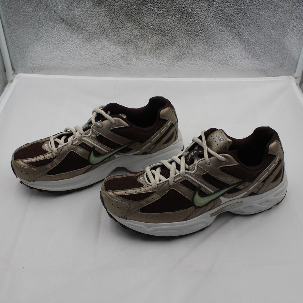 Nike Compete Run Women's Size 7.5 Brown Gold Green Swoosh Retro Running Shoes - Picture 7 of 9